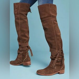 See by Chloe Dakar Over The Knee Boot S: 38.5 Brown Suede Studded Fringe -No Box